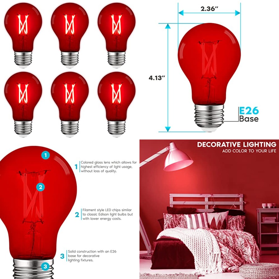 Outdoor Lighting And Decor - Lampadine LED Edison A19, Equivalente a