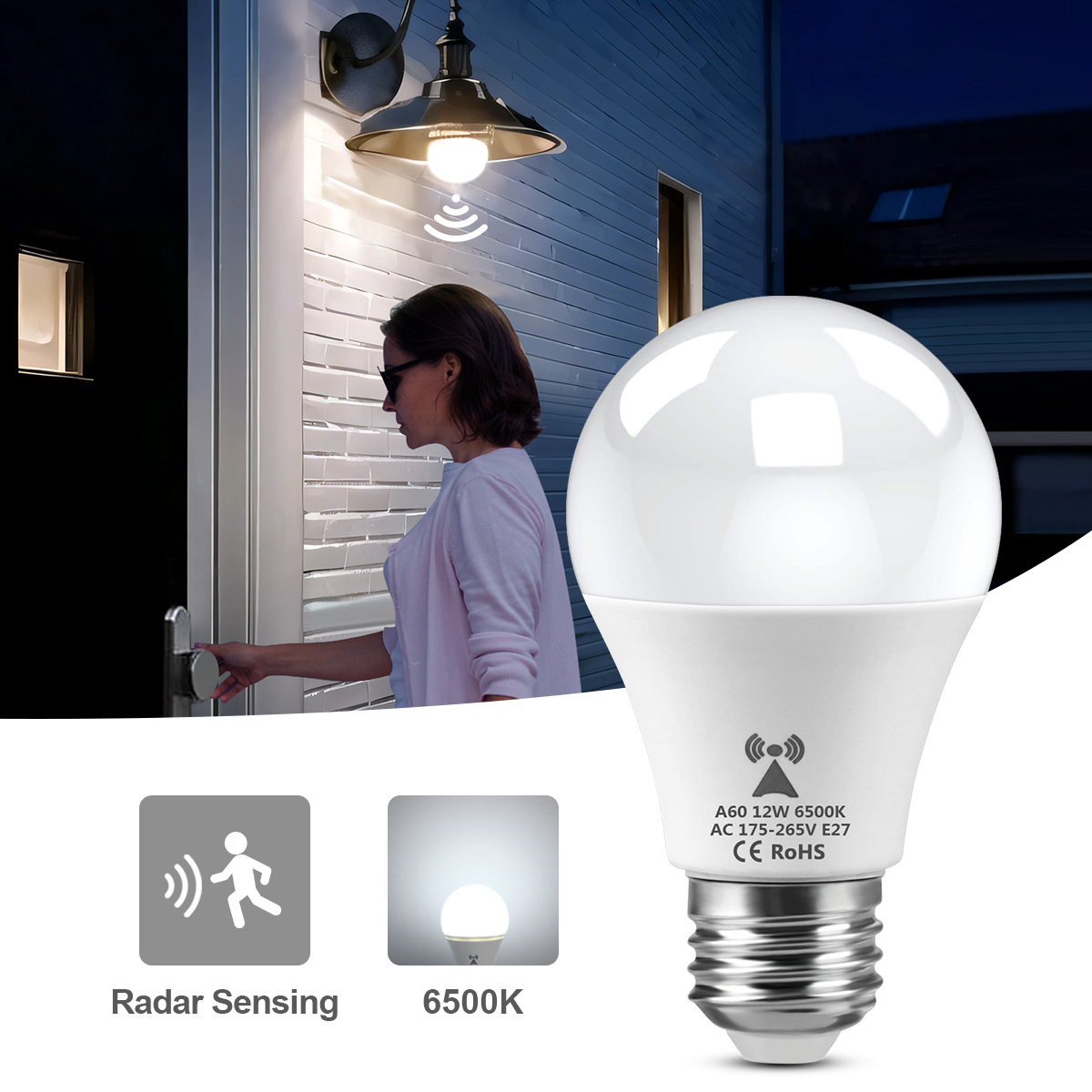 Outdoor Lighting On Stairs - 12W E27 LED Radar Sensore di
