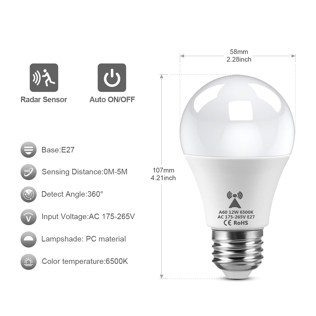 12W E27 LED Radar Sensore di m - Outdoor Lighting On Stairs recensione e prezzo